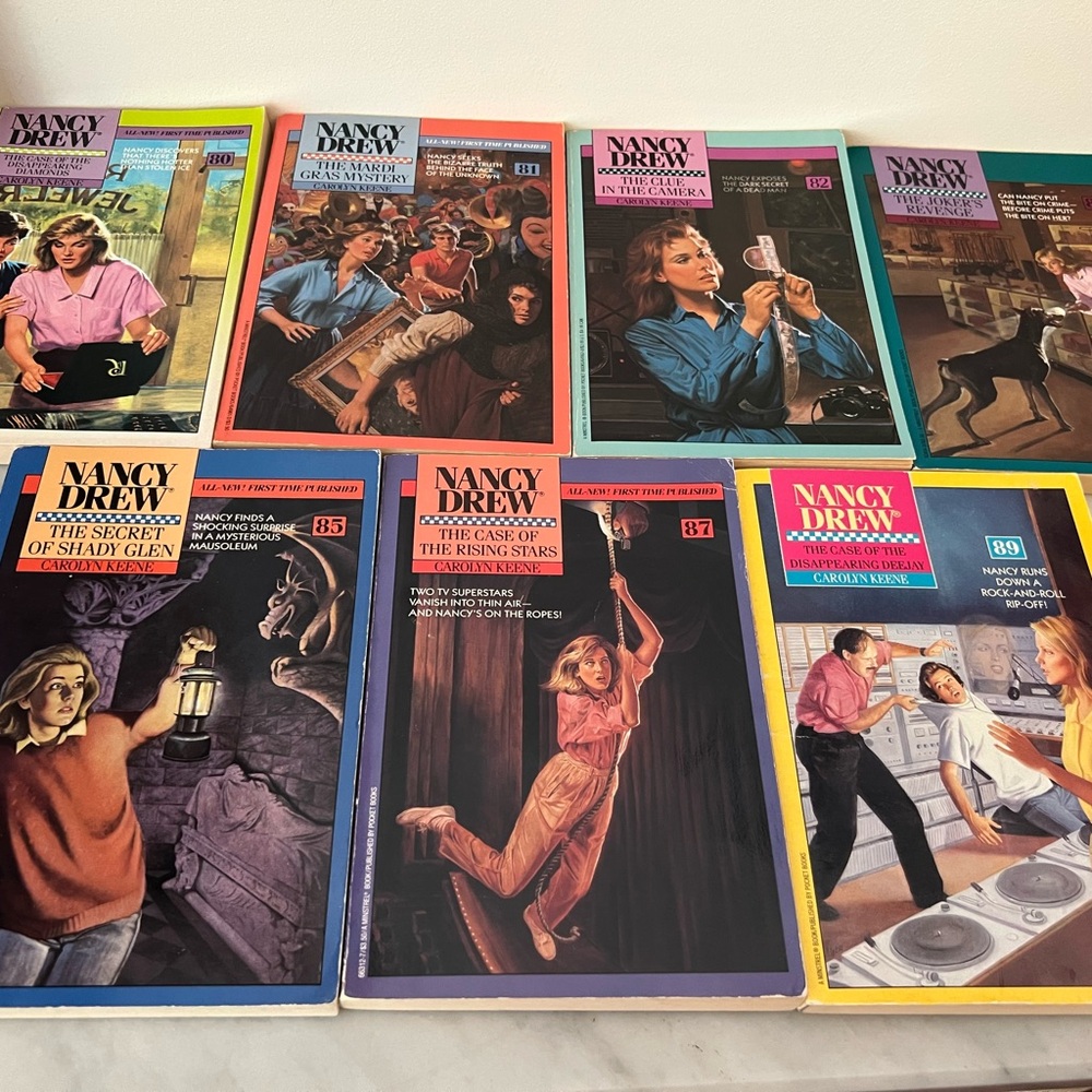 Nancy Drew Mystery Stories 7 Vintage Paperback Book Lot #80 81 82 84 85 87 89